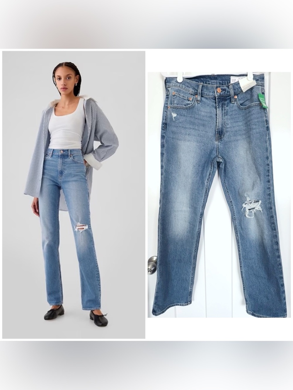 NWT Gap High Rise ’90s Straight Jeans Size 28/6 Petite Distressed